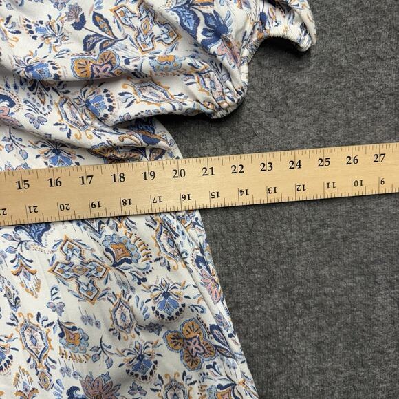 NWT Lucky Brand Floral Print Flowy Midi Dress Boho Women's XS Short Sleeve Shirt - Picture 6 of 7